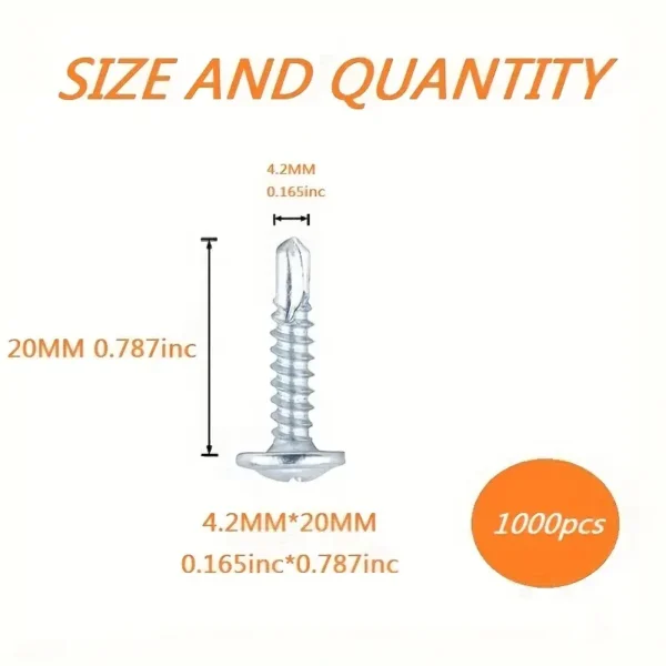1000pcs Galvanized Self-Tapping Screws