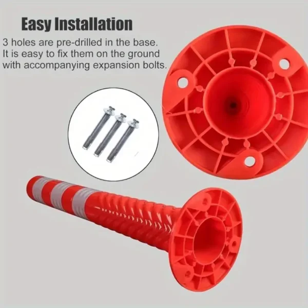 Reflective Traffic Cone with Red and White Stripes